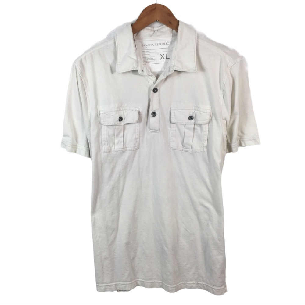 PO409 Banana Republic 2 Pocket Military Polo XL